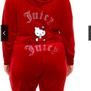 FOREVER 21 x Juicy Couture X Hello Kitty Red Tracksuit Pants Velvet 2x 1x Nwt